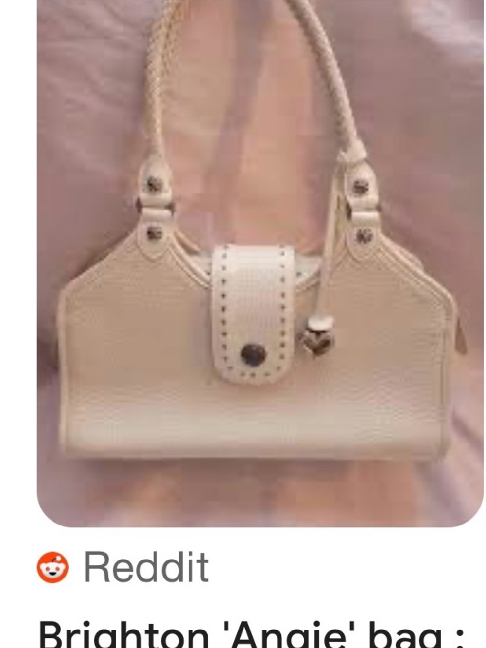 Brighton  Vintage Angie White Leather Shoulder Bag with Colorful Geometric Bow - Picture 7 of 8